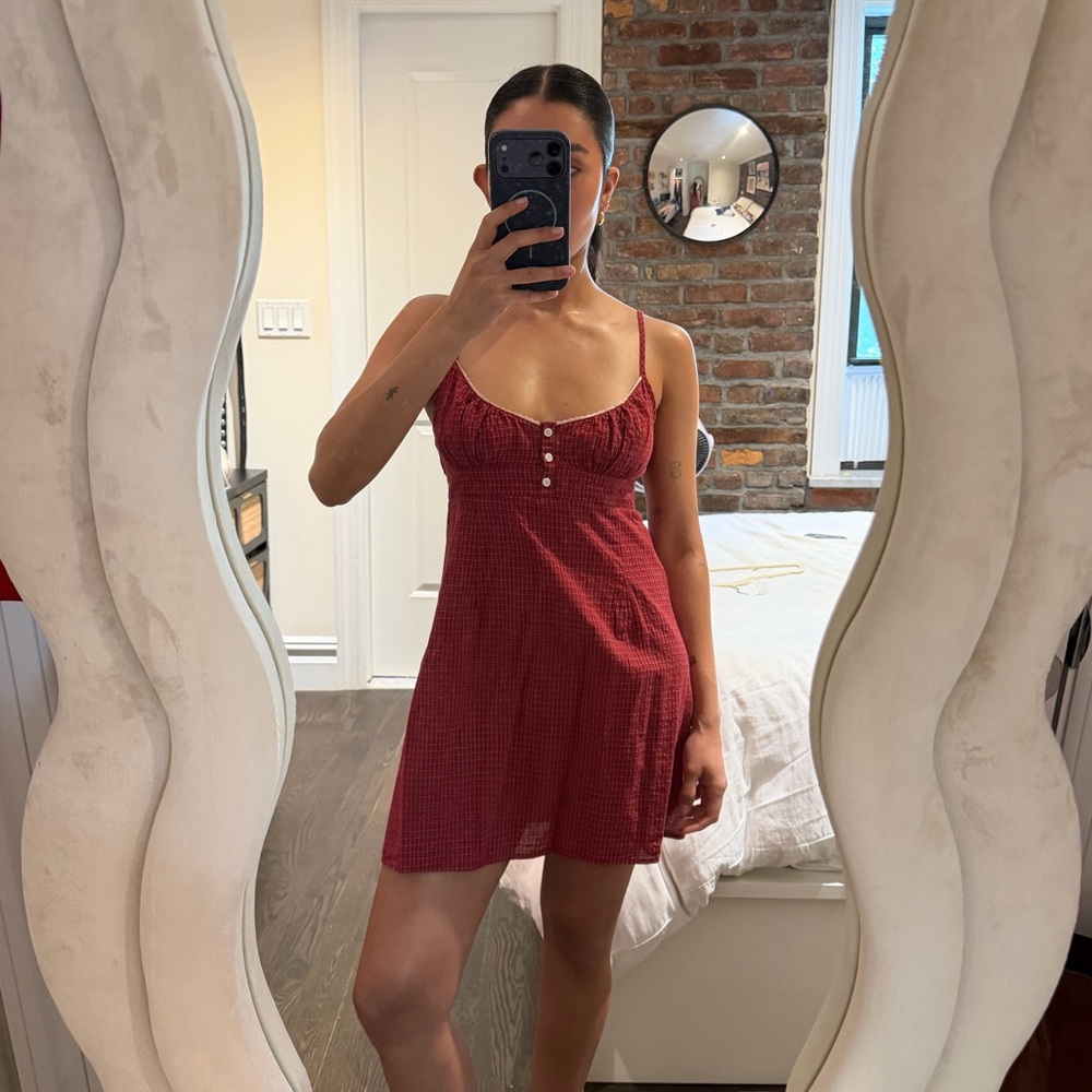 Red Spaghetti-Strap Mini Dress